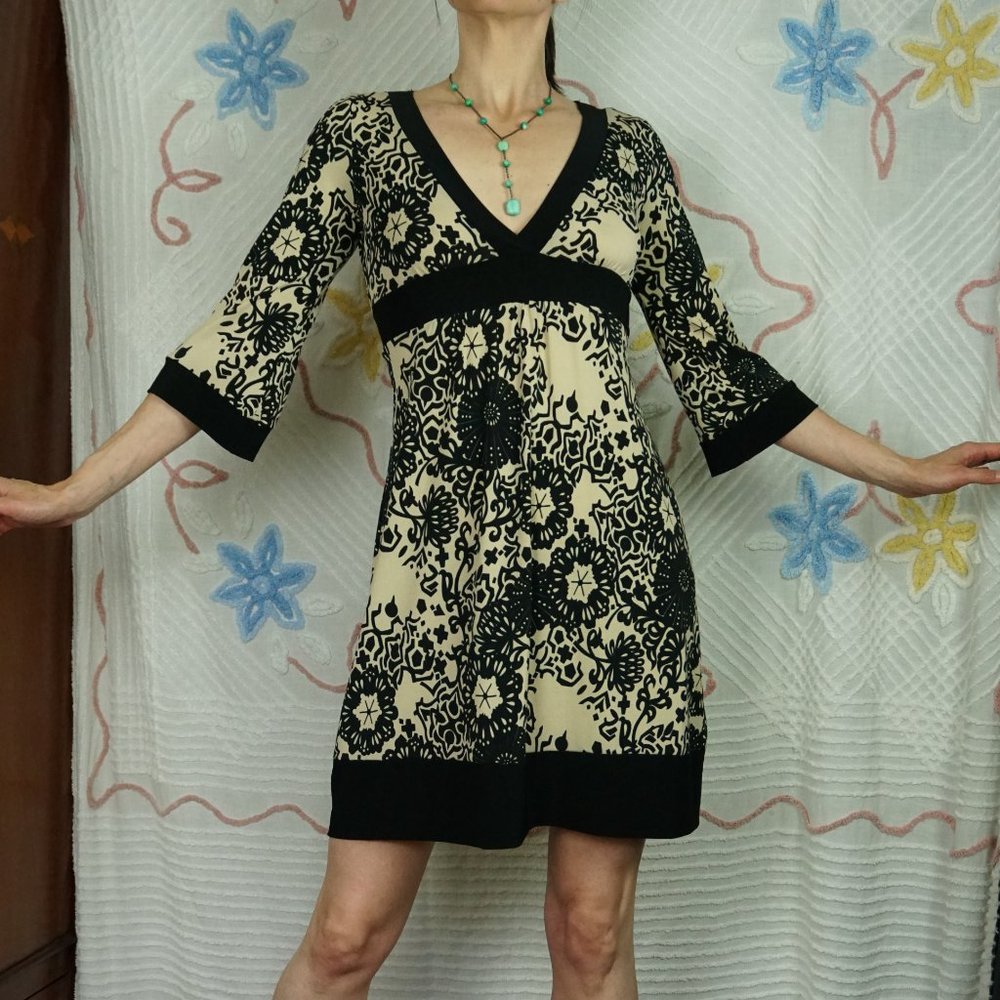 Deep V Neck Babydoll Dress, S/M